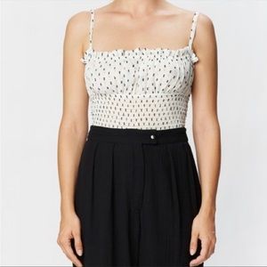 Flynn Skye Polly Crop Top Black Swiss Dot Chiffon NWT
